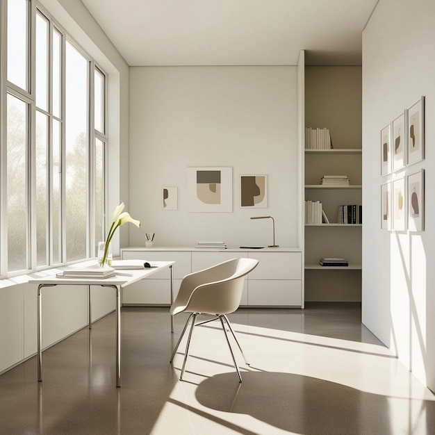 Sunlit Minimalist Workspace with a Contemporary Design