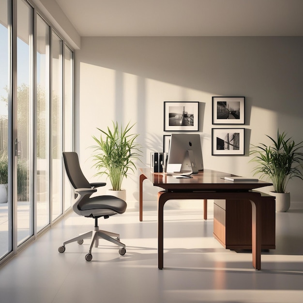 Sunlit Minimalist Workspace with a Contemporary Design