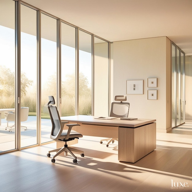 Sunlit Minimalist Workspace with a Contemporary Design