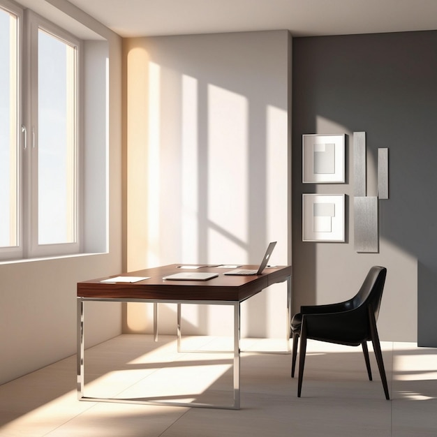 Sunlit Minimalist Workspace with a Contemporary Design