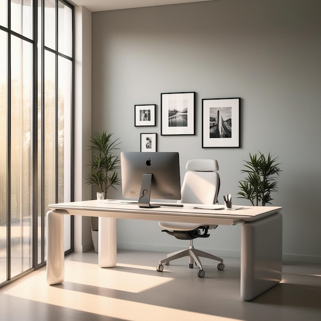 Sunlit Minimalist Workspace with a Contemporary Design