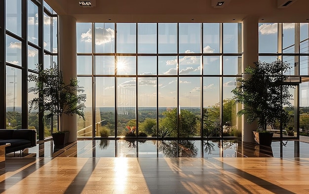 Sunlit Modern Office Lobby