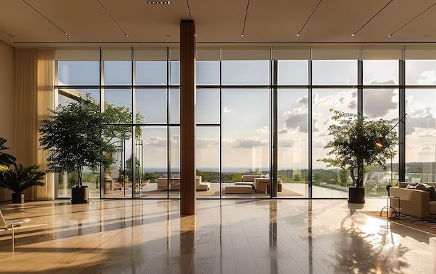 Sunlit Modern Office Lobby