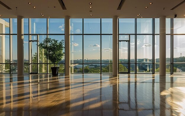 Sunlit Modern Office Lobby