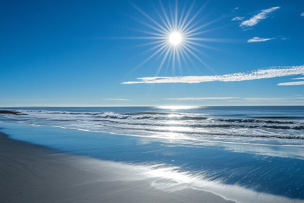 Photo sunlit ocean waves under a clear blue sky