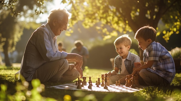 Sunlit Park Moments Capturing Diverse Generational Bonds from Toddlers to Elders