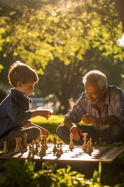 Sunlit Park Moments Capturing Diverse Generational Bonds from Toddlers to Elders