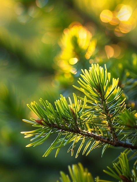 Sunlit Pine Needles in Golden Hour