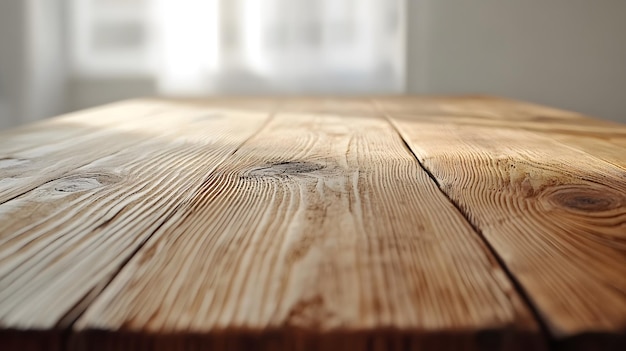 Sunlit Rustic Wooden Table with Soft Shadows