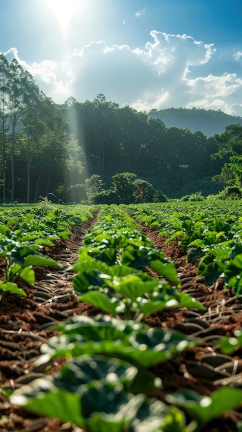 Sunlit scene overlooking watermelon plantation bright rich color professional nature photo