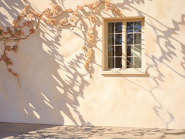 Sunlit stucco wall with intriguing shadows