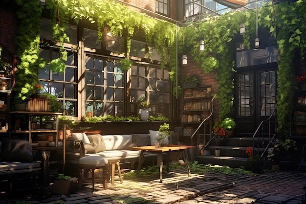 Sunlit Urban Courtyard Natural environment Urban landscape background