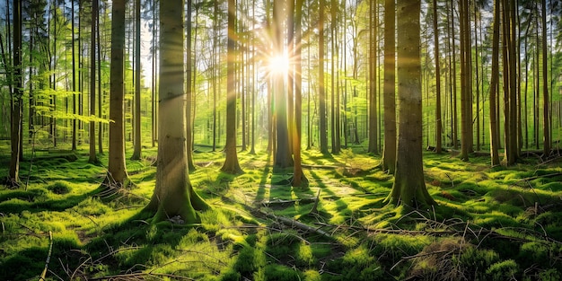 Sunlit Verdant Woodland