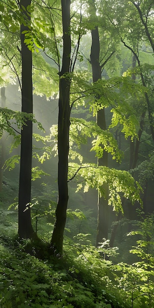 Sunlit Verdant Woodland