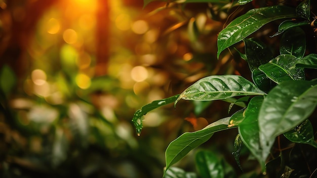 Sunlit whispers among leaves verdant forest closeup natures mosaic