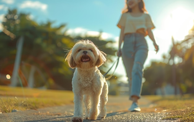 A Sunny Afternoon Stroll With a Furry Companion