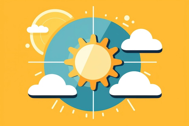 Sunny And Cloudy Icon With Yellow Sun And White Clouds To Represent Partly Sunny Weather Conditions Generative AI