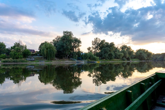 Sunny day on a calm river in summer