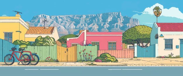 A Sunny Day In Cape Town Cartoon style