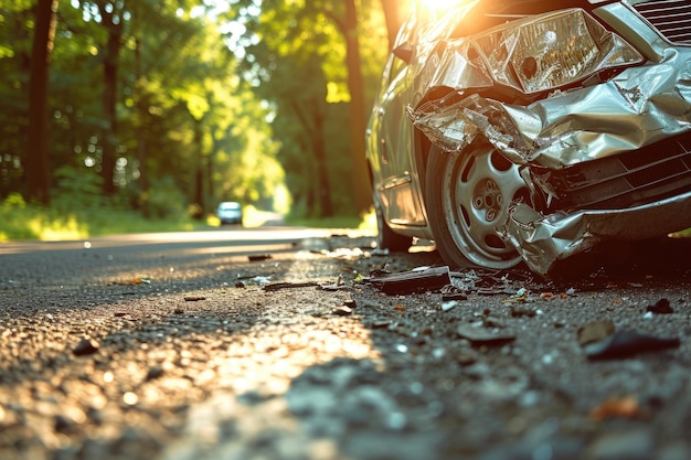 Sunny Day Crash CloseUp of Car Wreck