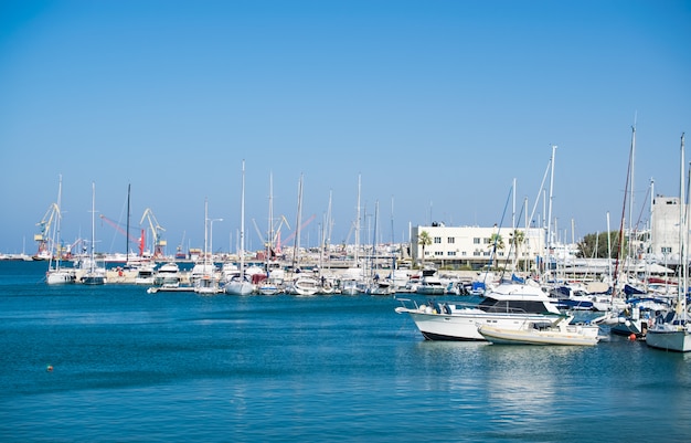 Sunny day at the port in Crete