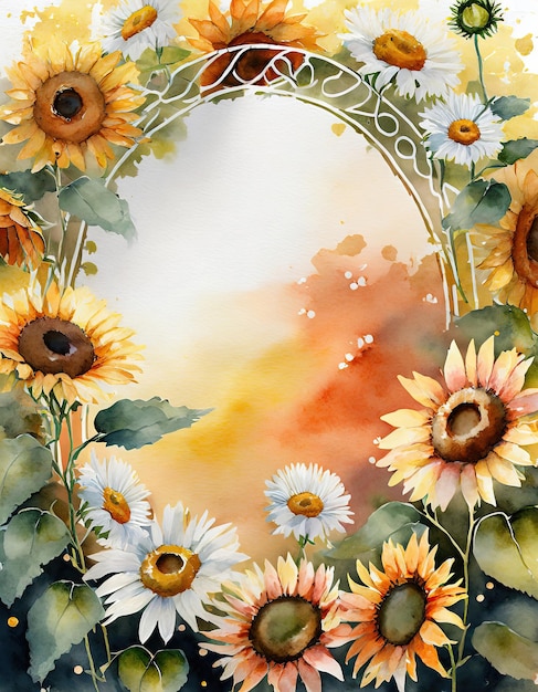 Sunny Floral Frame with Copy Space