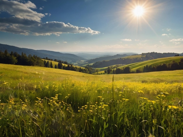 Photo sunny meadow background