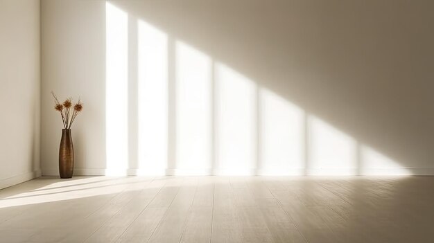 Sunny Minimalist Interior with Potted Plants by Window