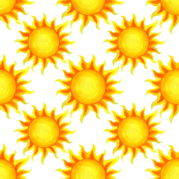 Sunny seamless pattern Hand drawn sun Isolated on a white background
Childrens summer