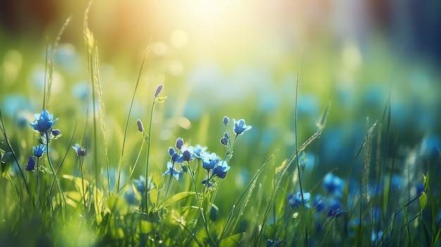 Sunny Serenity Blue Flowers in Summer