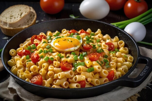 Sunny Side Up Eggs over Pasta Skillet