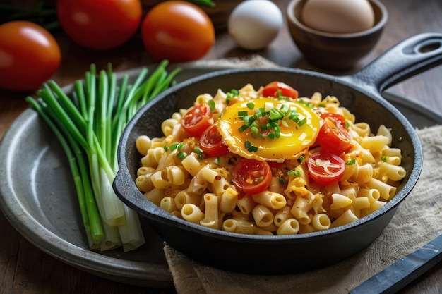 Sunny Side Up Eggs over Pasta Skillet