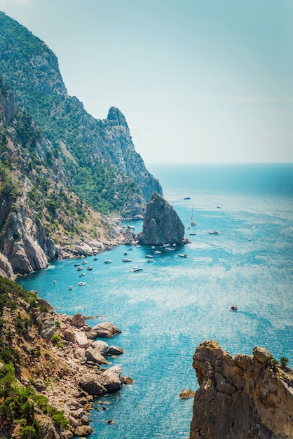 Sunny summer day on the rocky coast