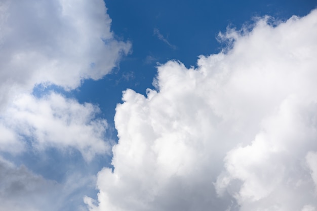 Sunny summer day with large fluffy cumulus clouds