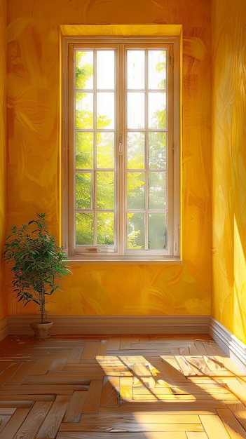 Sunny yellow room with window