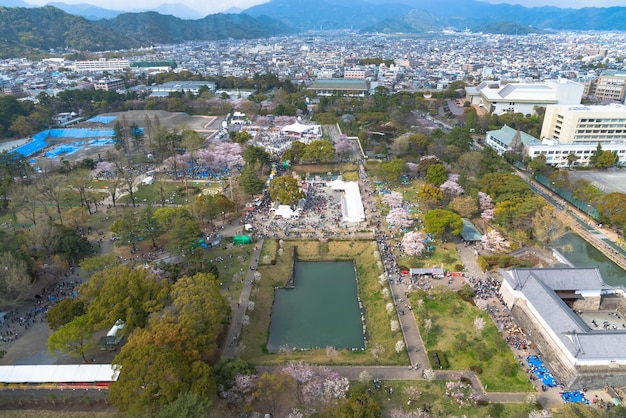 Sunpu Castle TatsumiYagura during Cherry blossoms Shizuoka Japan