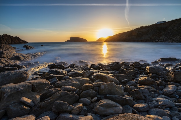 Sunrise in the Arnia Beach. Urros de Liencres. Cantabria. Spain.