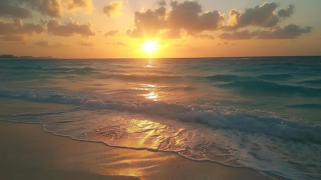 Sunrise over the beach in Cancun