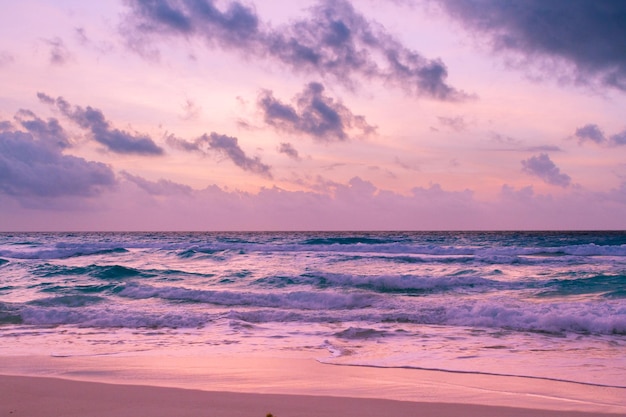 Sunrise on the beach of the Caribbean Sea.