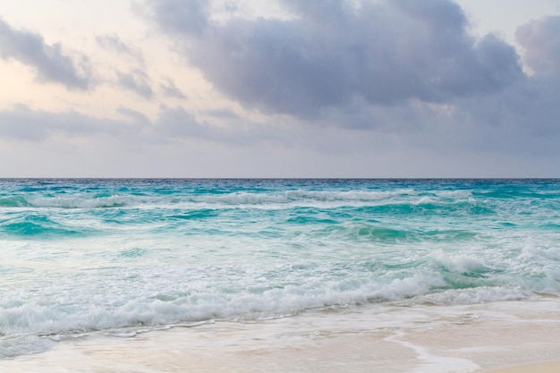 Sunrise on the beach of the Caribbean Sea.