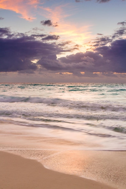 Sunrise over the beach on Caribbean Sea.