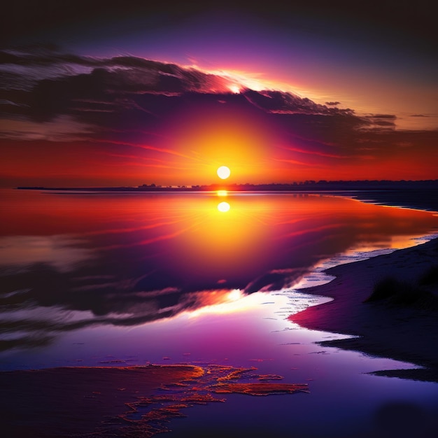 Sunrise beautiful view at the sea image generative AI