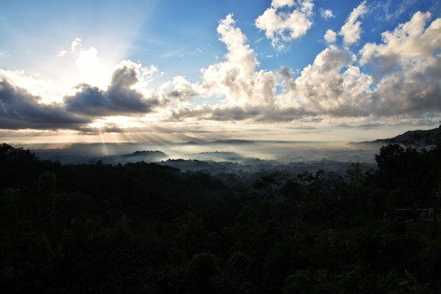 The sunrise on Borobudur temple, Indonesia