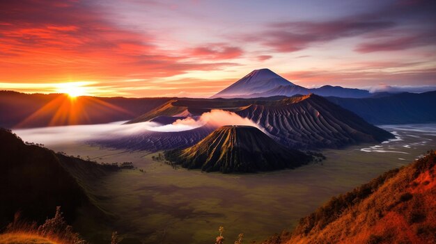 sunrise in the Bromo mountain Java Indonesia