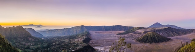 Sunrise at the bromo tengger semeru national park on the java island indonesia view on the bromo or