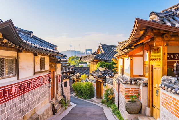 Sunrise of Bukchon Hanok Village in Seoul