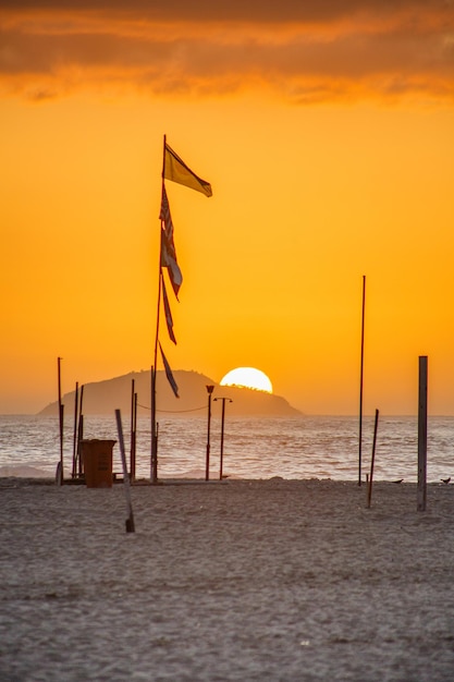 Sunrise on Copacabana Beach in Rio de Janeiro