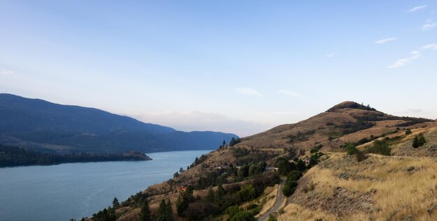 Sunrise in the desert landscape with mountains by the lake vernon