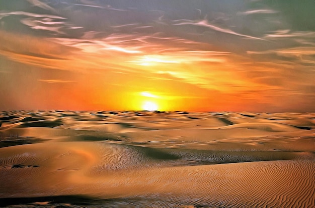 Sunrise in a deserted desert