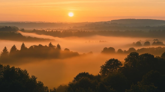 Sunrise Over Foggy Valley